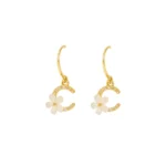 Crescent Bloom Hoops Earrings