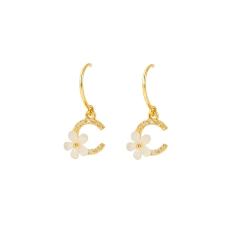 Crescent Bloom Hoops Earrings